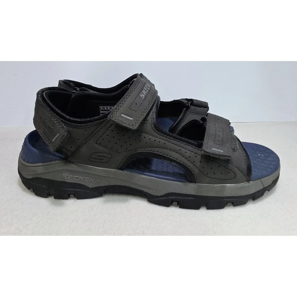 Skechers Luxe Hiking Sandals‎ Mens 11 Relaxed Fit Gray Blue Great Tread